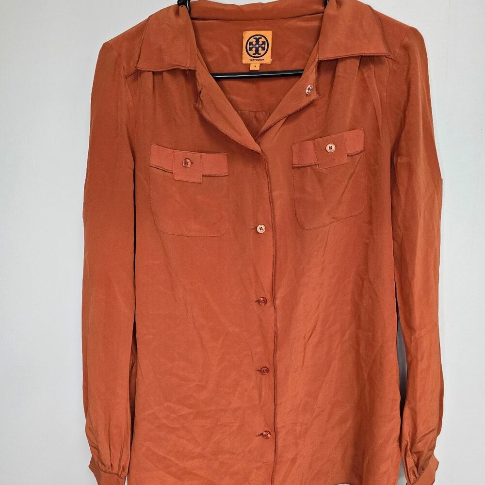 Tory Burch 100% silk button up shirt size 4